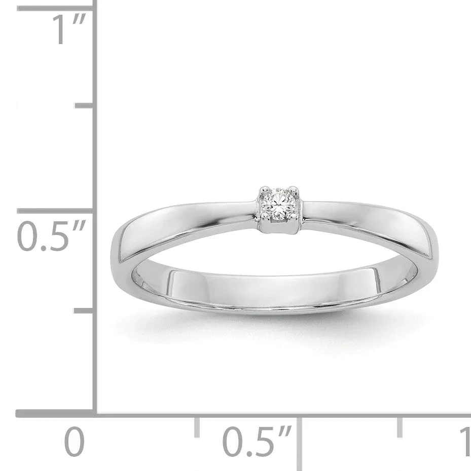 .03 Carat Diamond Solitaire Ring in Rhodium Plated Sterling Silver