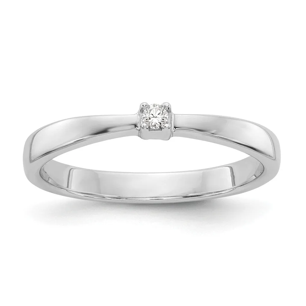 .03 Carat Diamond Solitaire Ring in Rhodium Plated Sterling Silver