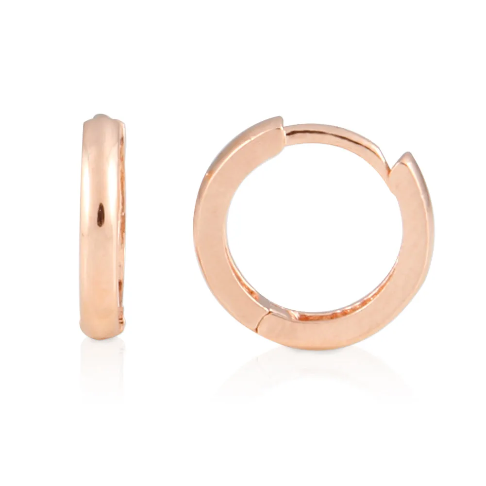 10mm_Simple Ring Huggie Small Hoop Earrings 14K Gold Plated