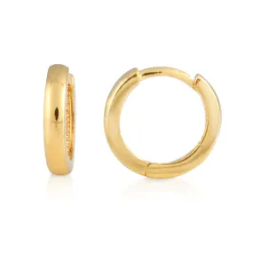 10mm_Simple Ring Huggie Small Hoop Earrings 14K Gold Plated