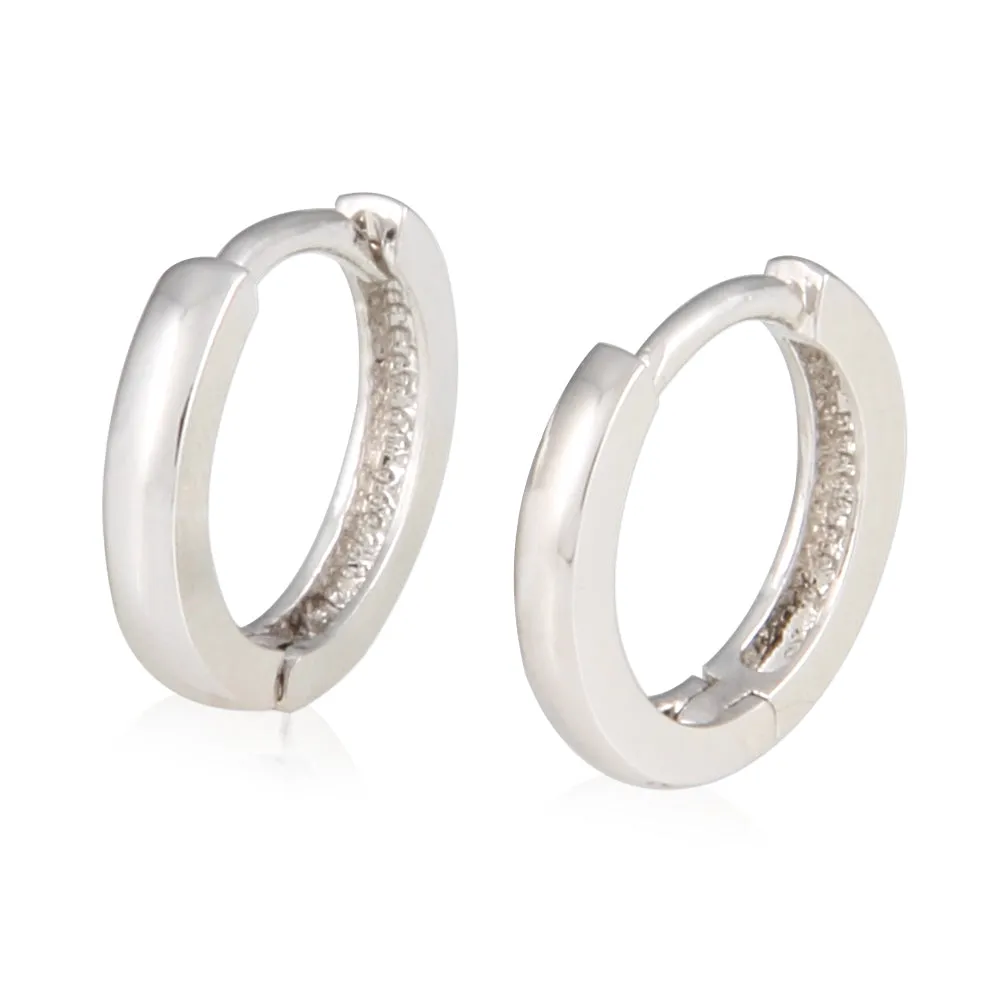 10mm_Simple Ring Huggie Small Hoop Earrings 14K Gold Plated