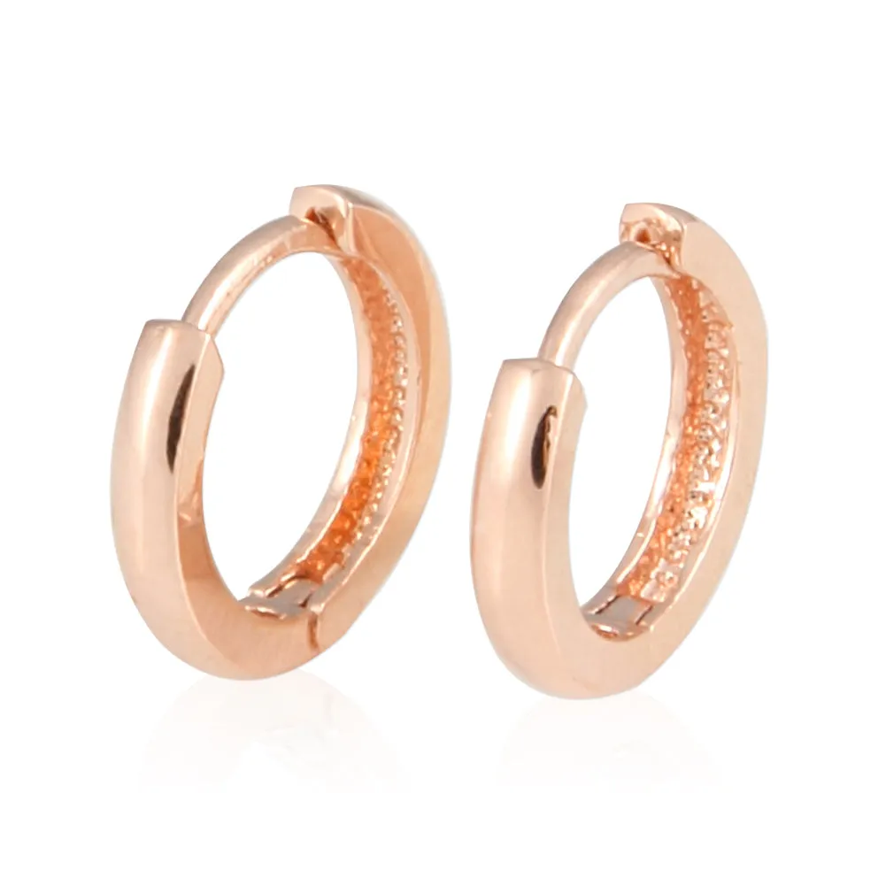 10mm_Simple Ring Huggie Small Hoop Earrings 14K Gold Plated