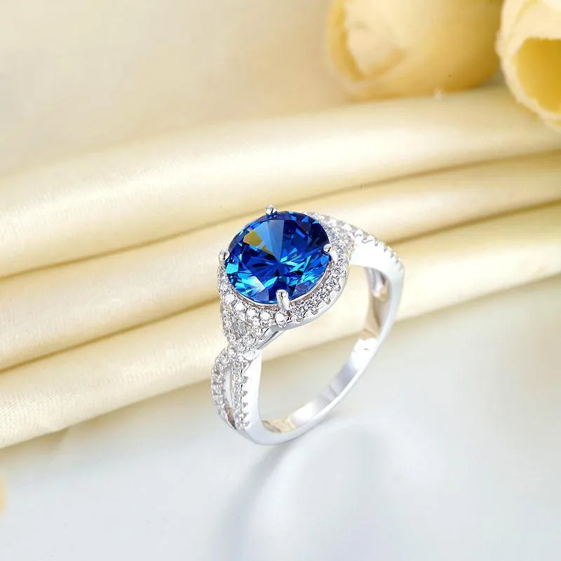 3 Carat Navy Blue Stone 925 Sterling Silver Wedding Engagement Luxury Ring Promise Anniversary MXFR8314