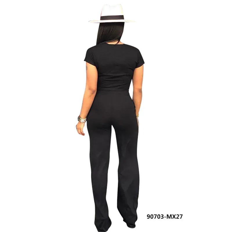 90703-MX27 crop top jumpsuit casual two piece set women clothing