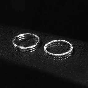 925 Pure Sterling Silver Crystal set of 2 Stacking Rings For Women