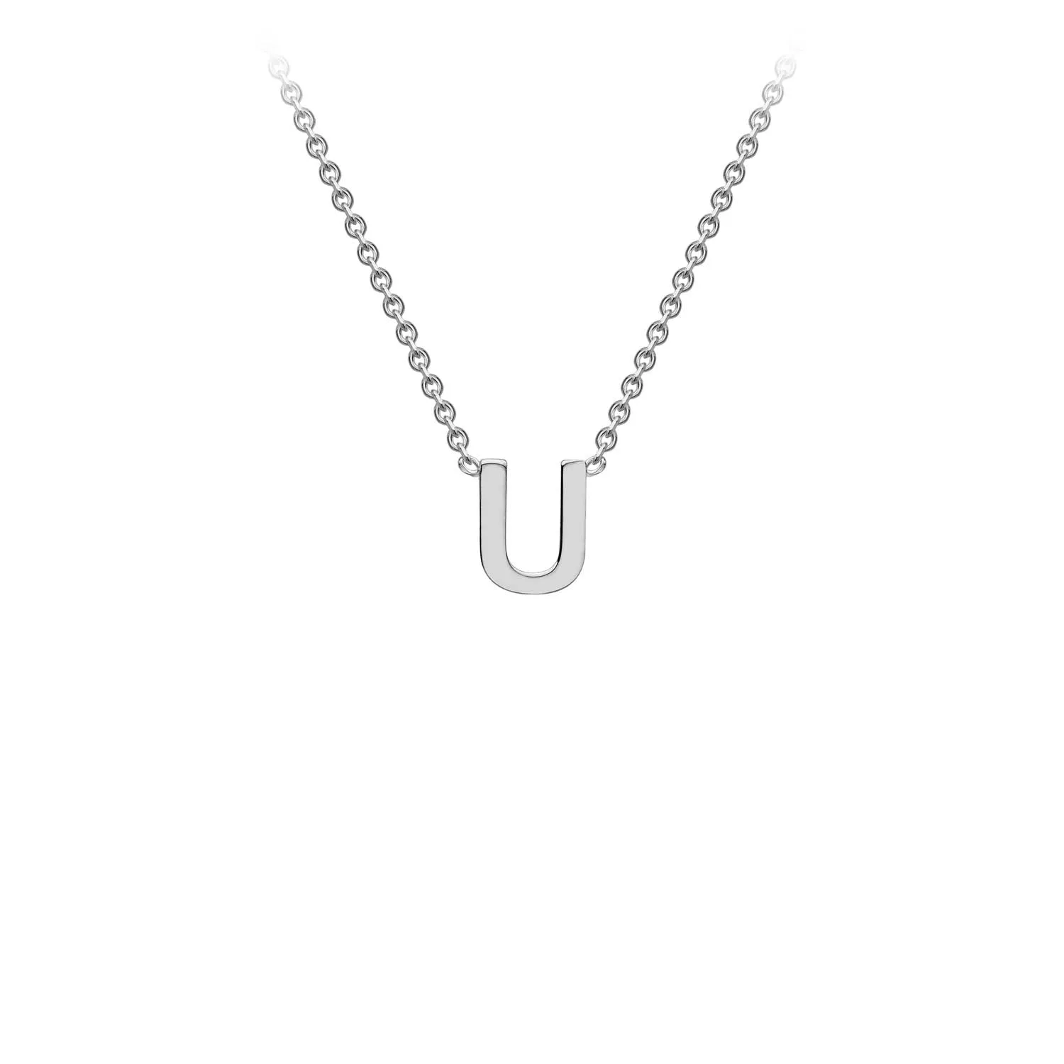 9K White Gold 'U' Initial Adjustable Letter Necklace 38/43cm