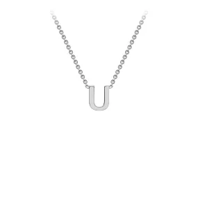 9K White Gold 'U' Initial Adjustable Letter Necklace 38/43cm