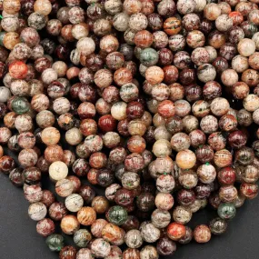 A Grade Natural Phantom Quartz Beads Lodolite Beads 6mm 7mm  8mm Full of Red Green Yellow Brown Copper Bronze Minerals Matrix 16" Strand