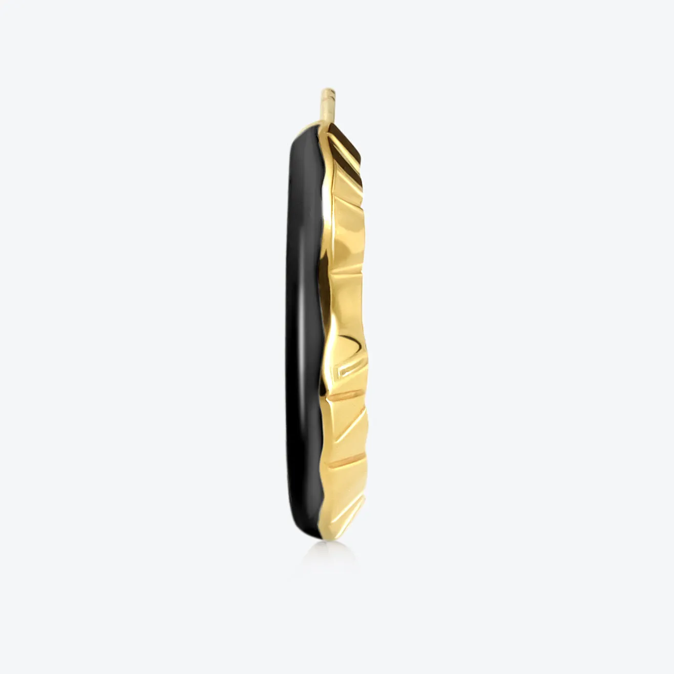 A.Iceberg SM 18K Gold Hoops w. Black enamel