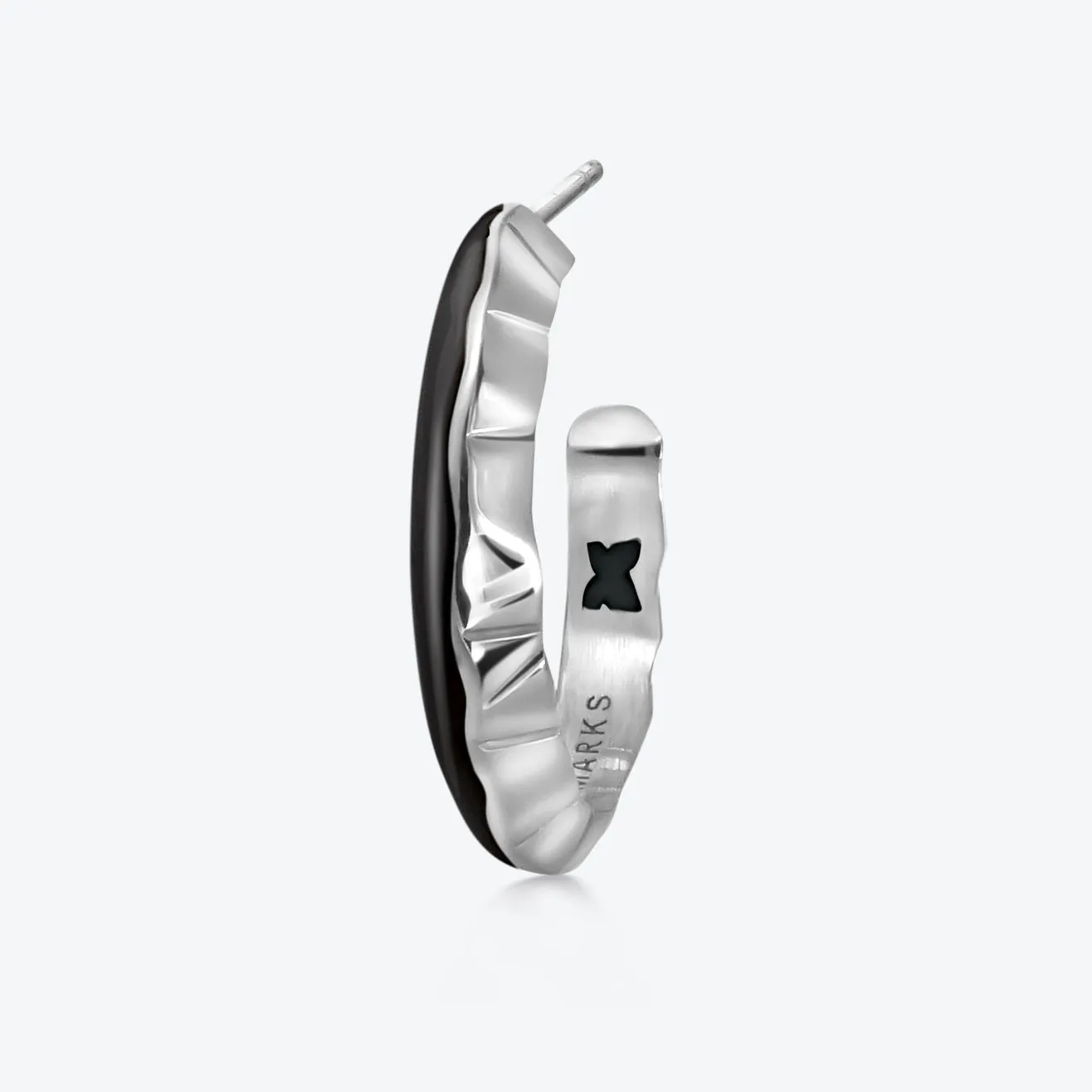 A.Iceberg SM 18K Whitegold Hoops w. Black enamel