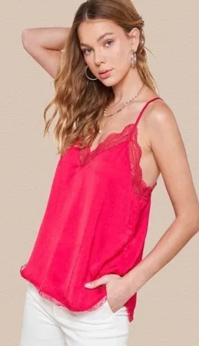 Aubrey Racer Back Lace Cami Fuchsia