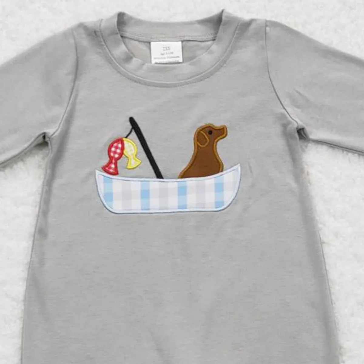 Baby Romper - Boys - Applique - Fishing Boat Dog Puppy