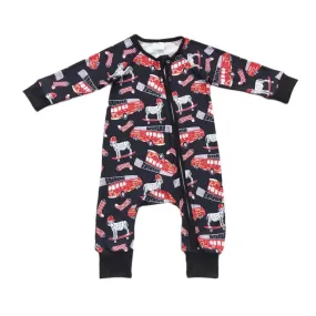 Baby Romper - Boys - Zip - Fire Truck Engine Dogs