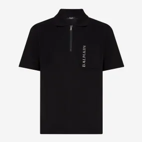 Balmain Logo Half Zip Polo Shirt