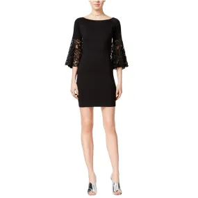 Bar III Womens Lace-Sleeve Sheath Dress, Black, X-Small