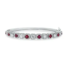 Beauvince Fire Ruby & Diamond Bangle in White Gold