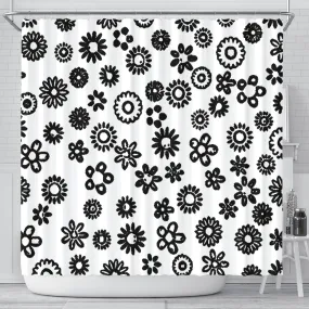 Black Flowers Shower Curtain