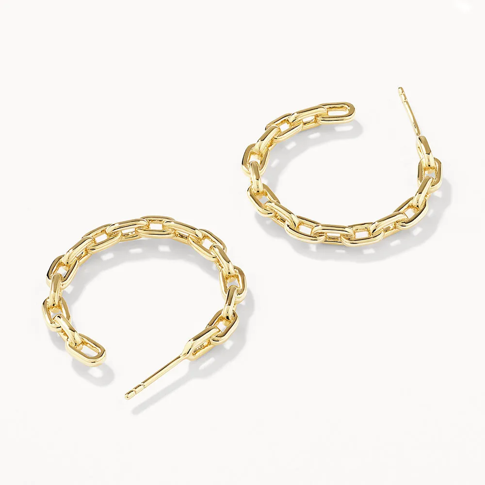 Chain Link Hoops in Gold