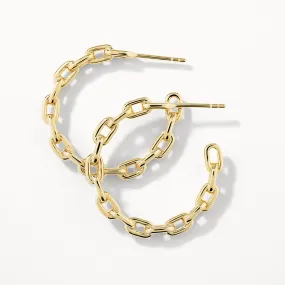 Chain Link Hoops in Gold