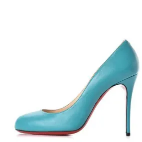 Christian Louboutin Blue Calfskin Fifi 100 Turquoise Pumps