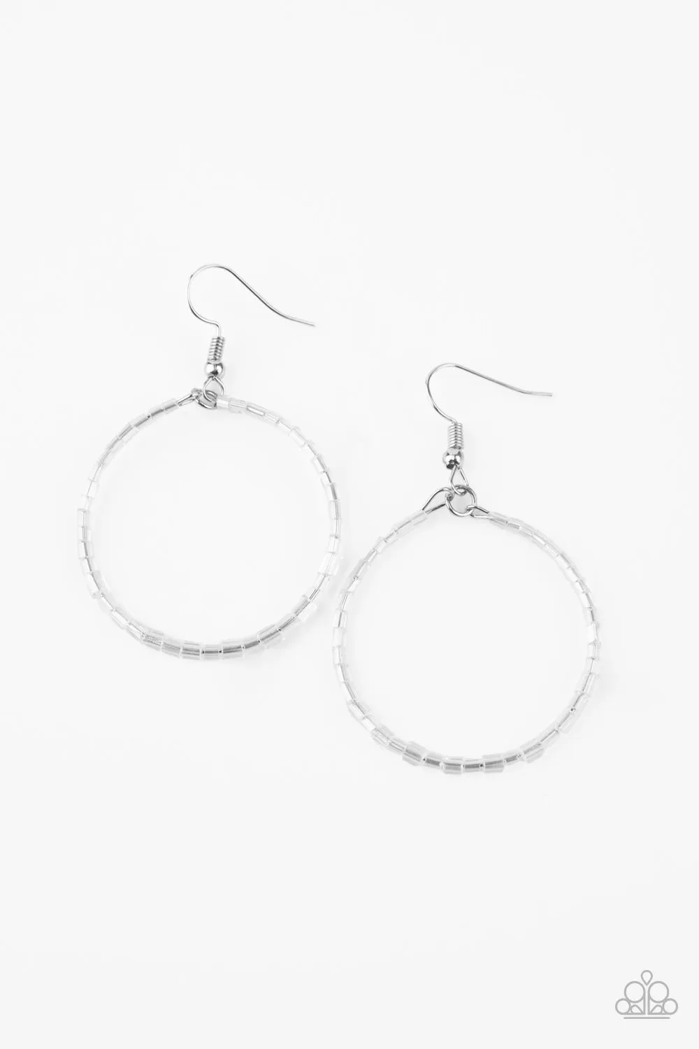 Colorfully Curvy White-Earrings