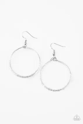 Colorfully Curvy White-Earrings