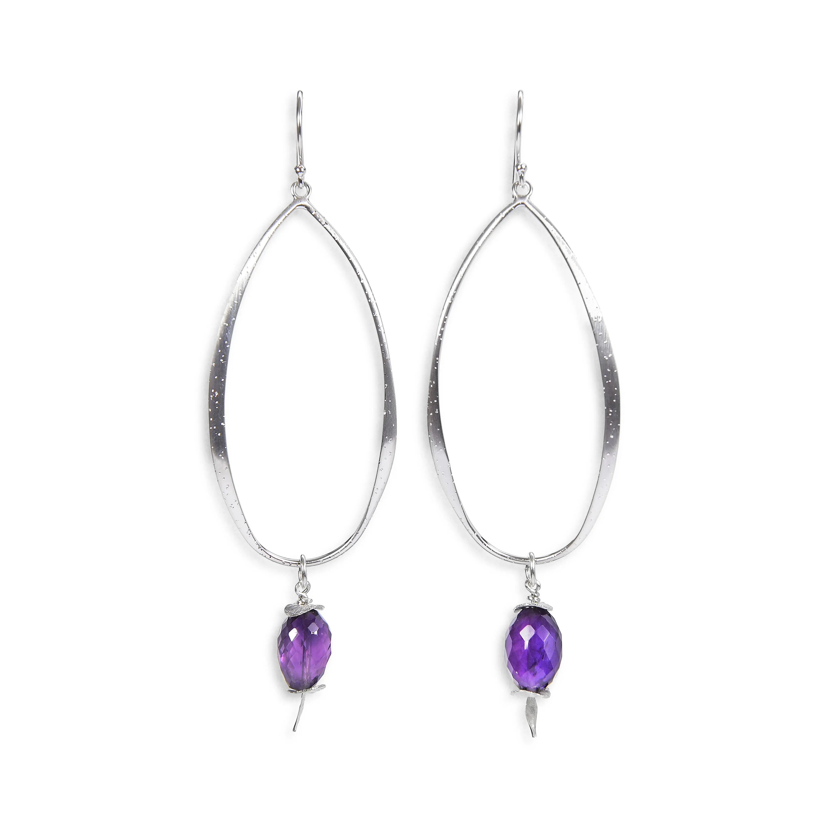 Dangle Ear Wires:  Amethyst and Silver