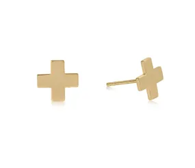 E Newton Signature Cross Studs - Gold