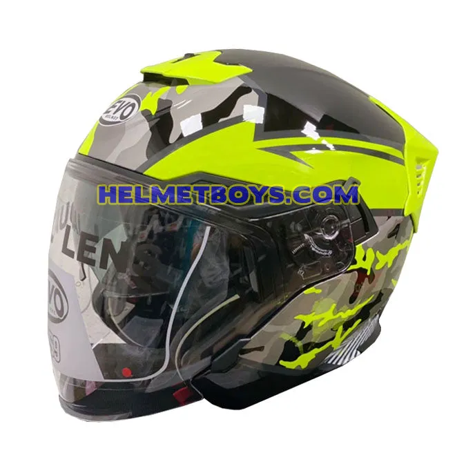 EVO RS9 Motorcycle Sunvisor Helmet Camo Fluo