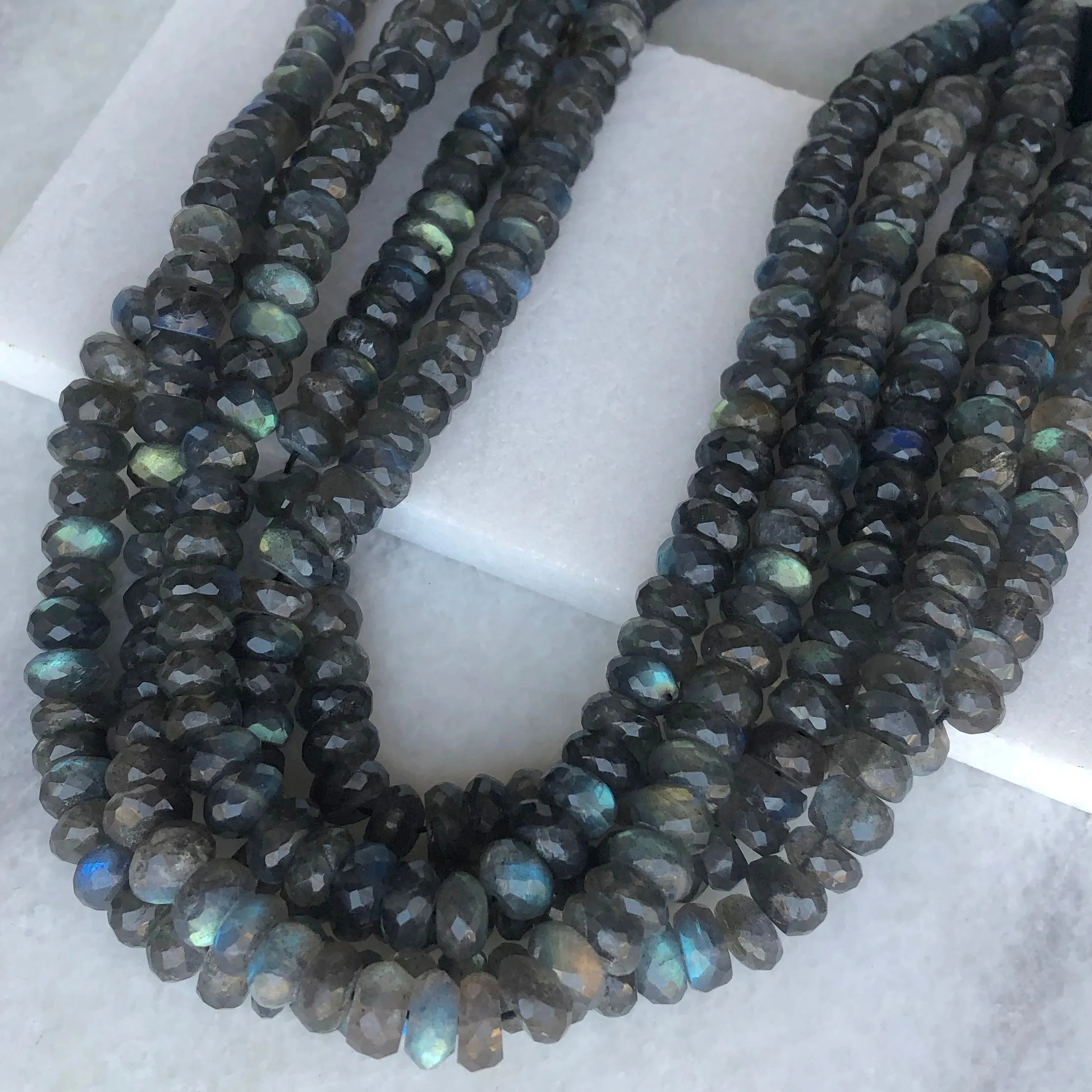 Faceted Labradorite Bead Strand 9mm