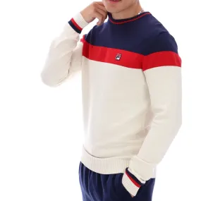 Fila Vintage Textured Knitted Colour Block Knit - Cream/Red/Navy