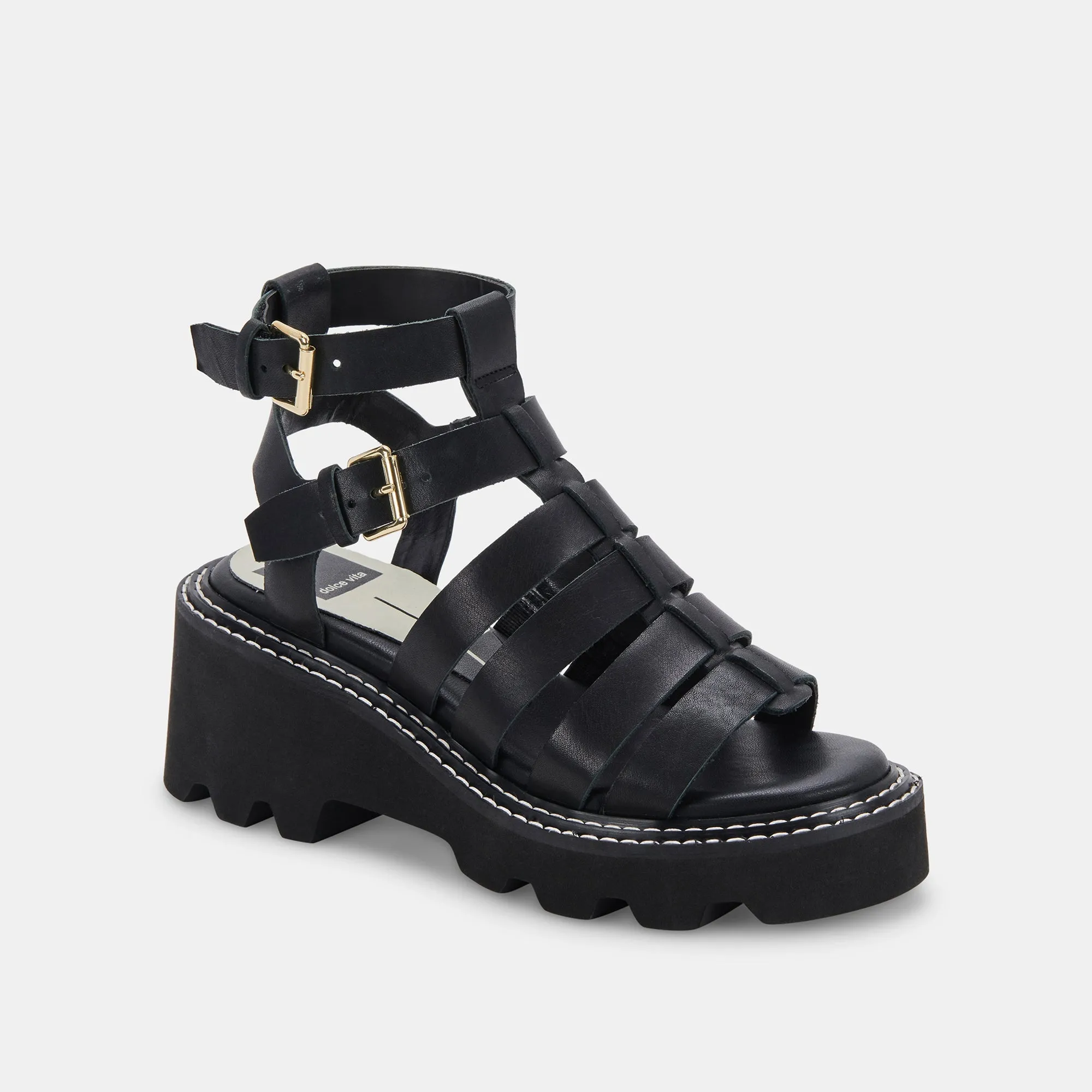 GALORE SANDALS BLACK LEATHER re:vita