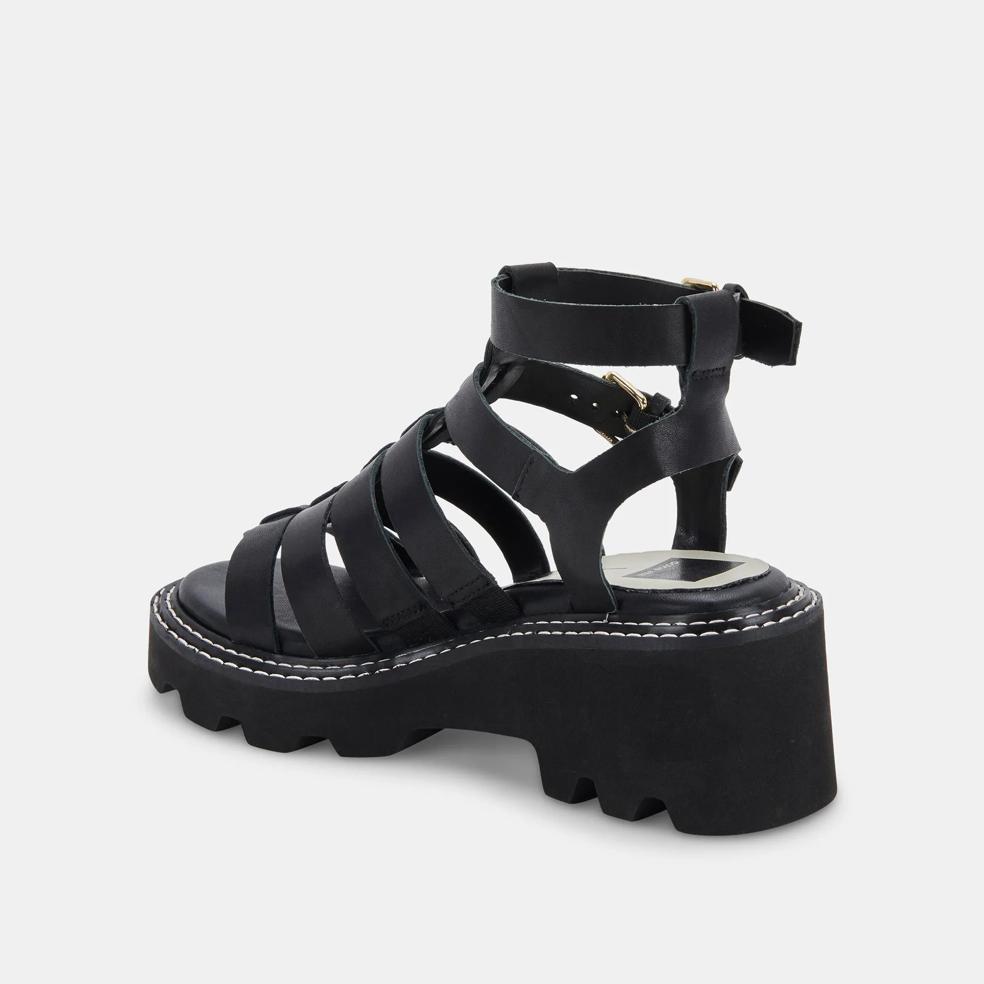 GALORE SANDALS BLACK LEATHER re:vita