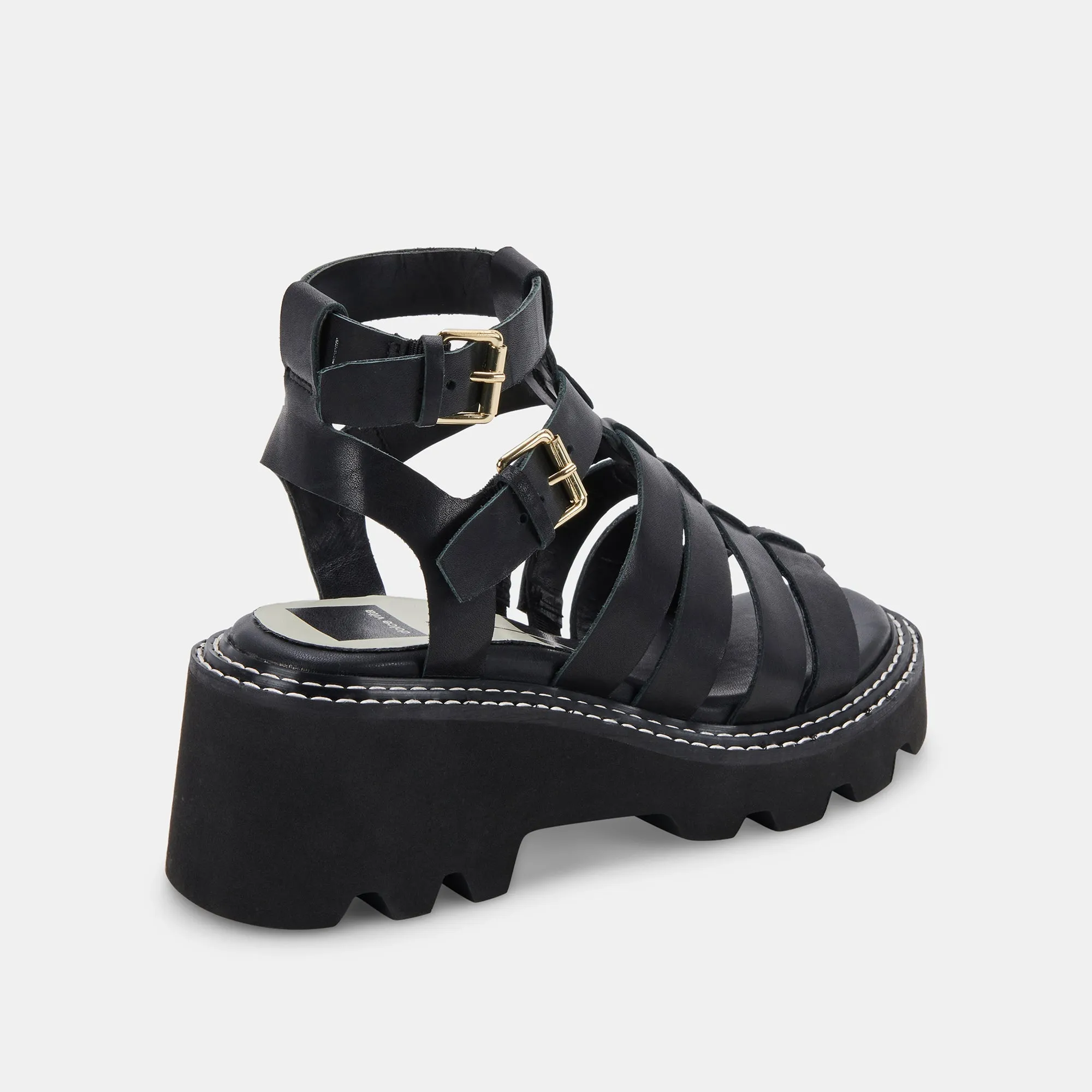 GALORE SANDALS BLACK LEATHER re:vita