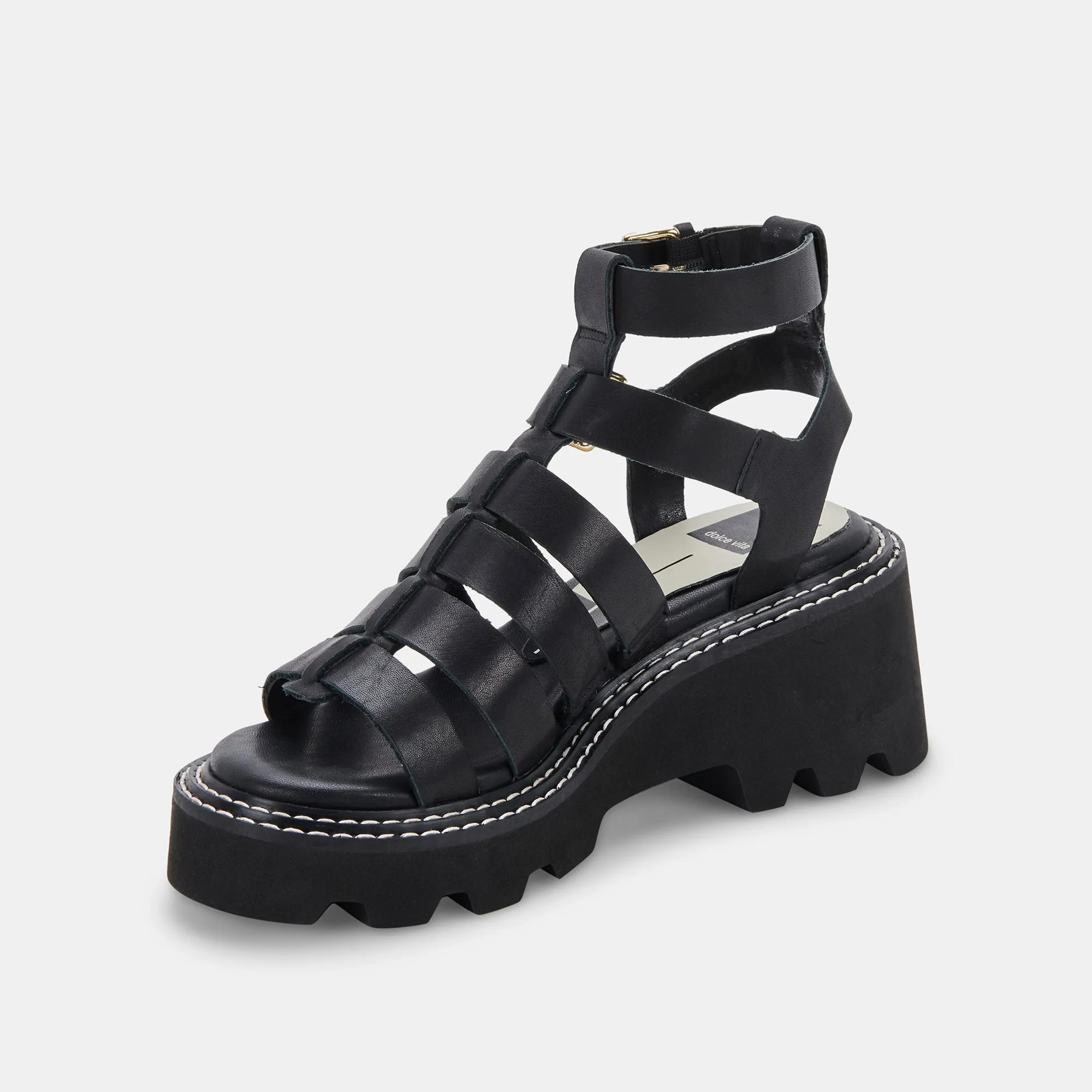 GALORE SANDALS BLACK LEATHER re:vita