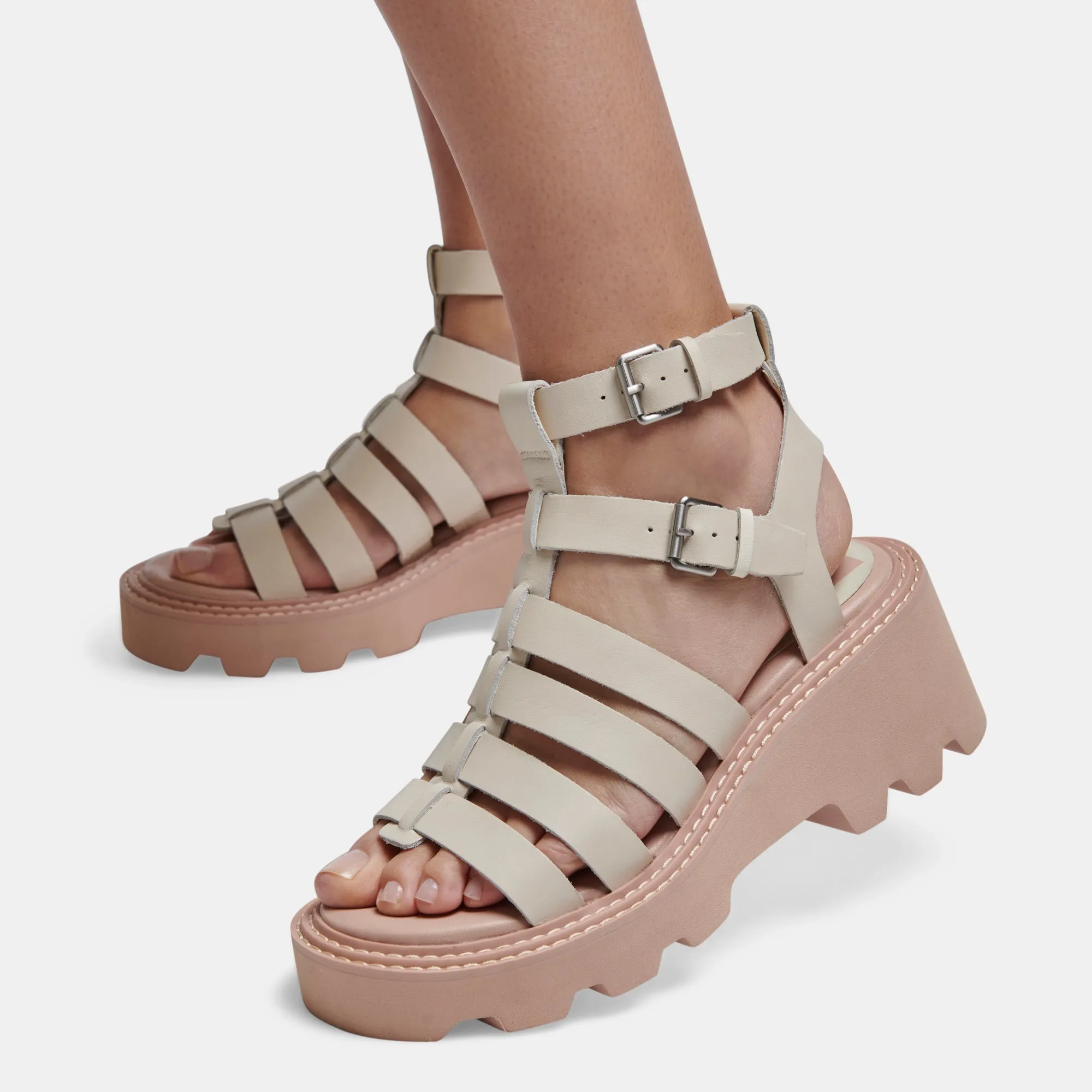 GALORE SANDALS IN IVORY LEATHER - re:vita