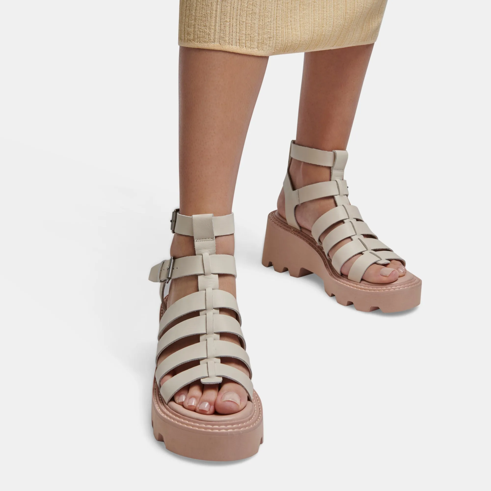 GALORE SANDALS IN IVORY LEATHER - re:vita