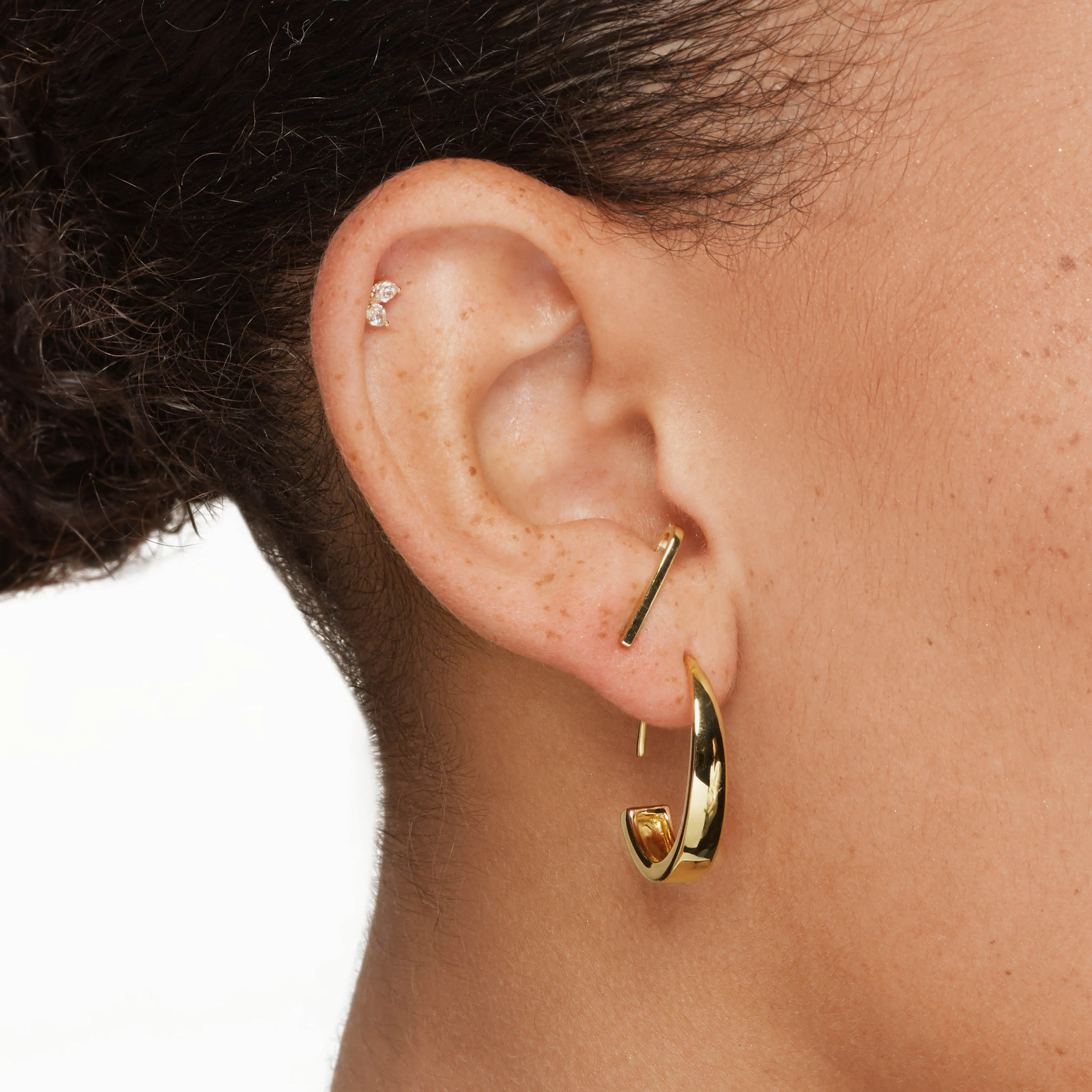 Hook Hoop Earrings in Gold