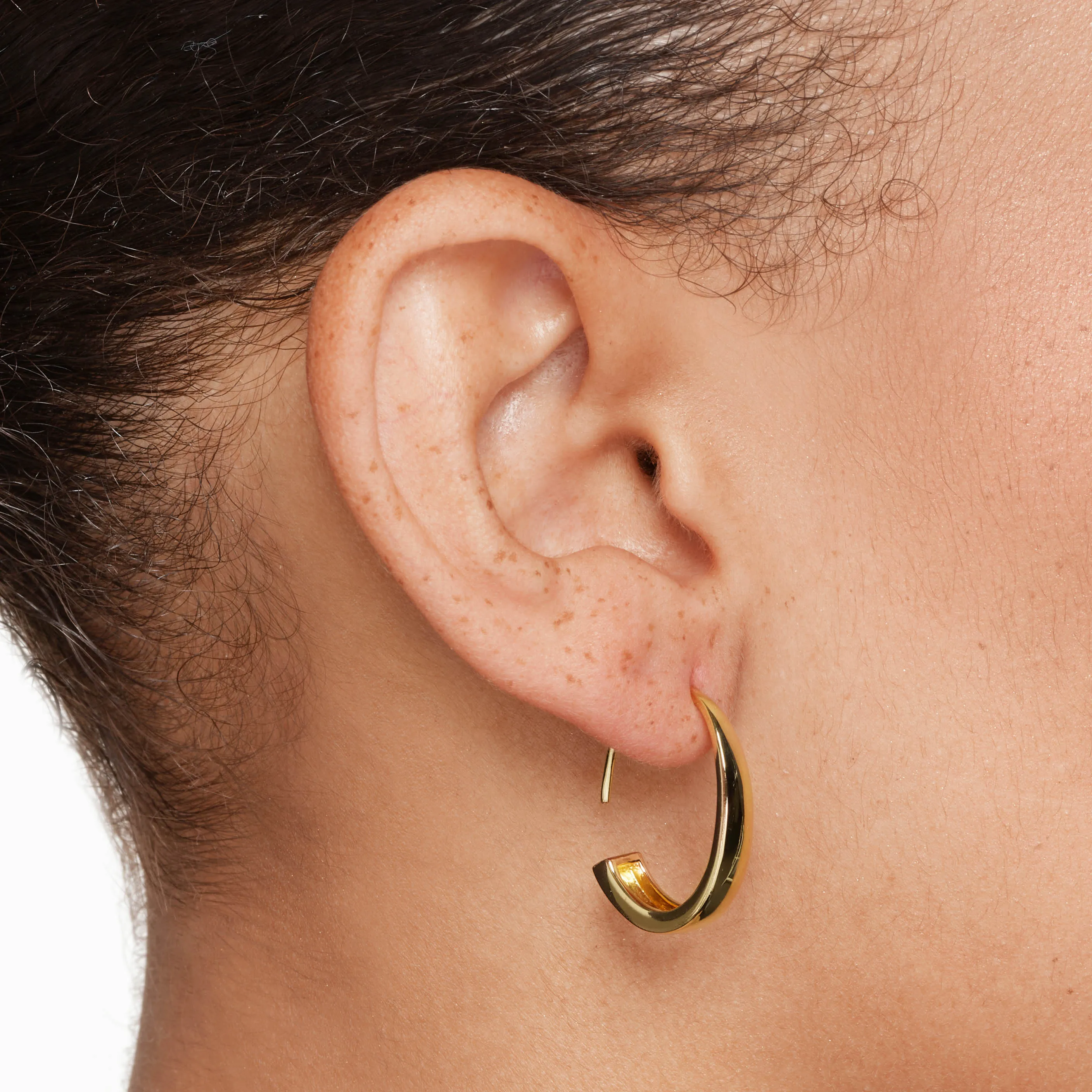 Hook Hoop Earrings in Gold