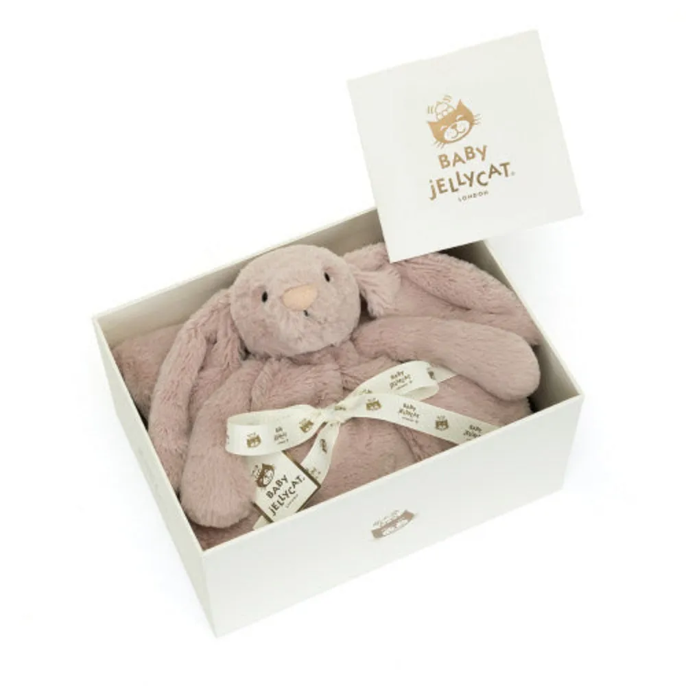 Jellycat Bashful Luxe Bunny Rosa Blankie (NEW & RECYCLED FIBERS)