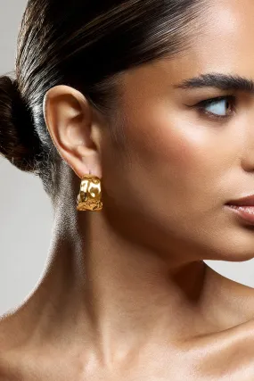 Kiki | Gold Hoop Earrings With Hammered Finish