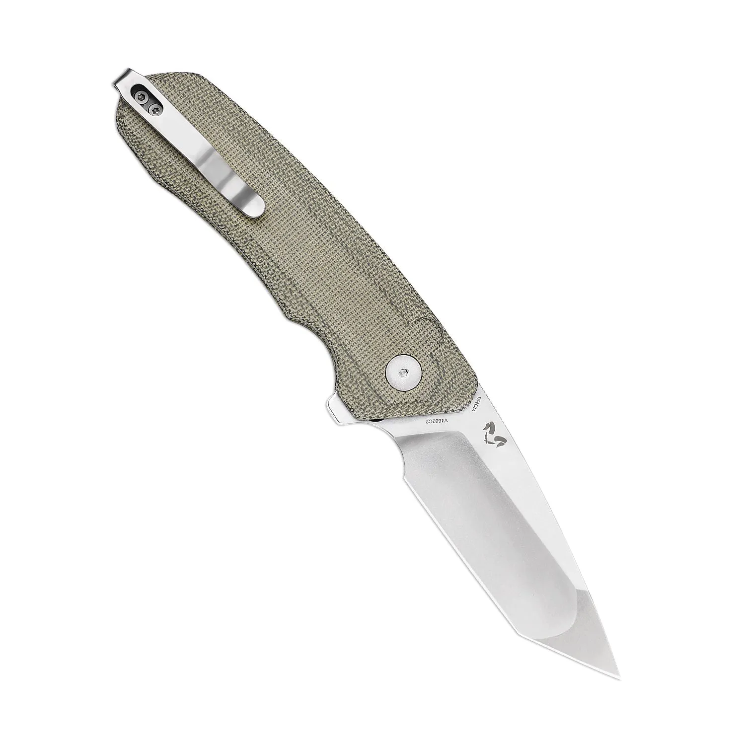 Kizer Mad Tanto Button Lock Knife Green Micarta Handle V4602C2 (3.31 Stonewash)