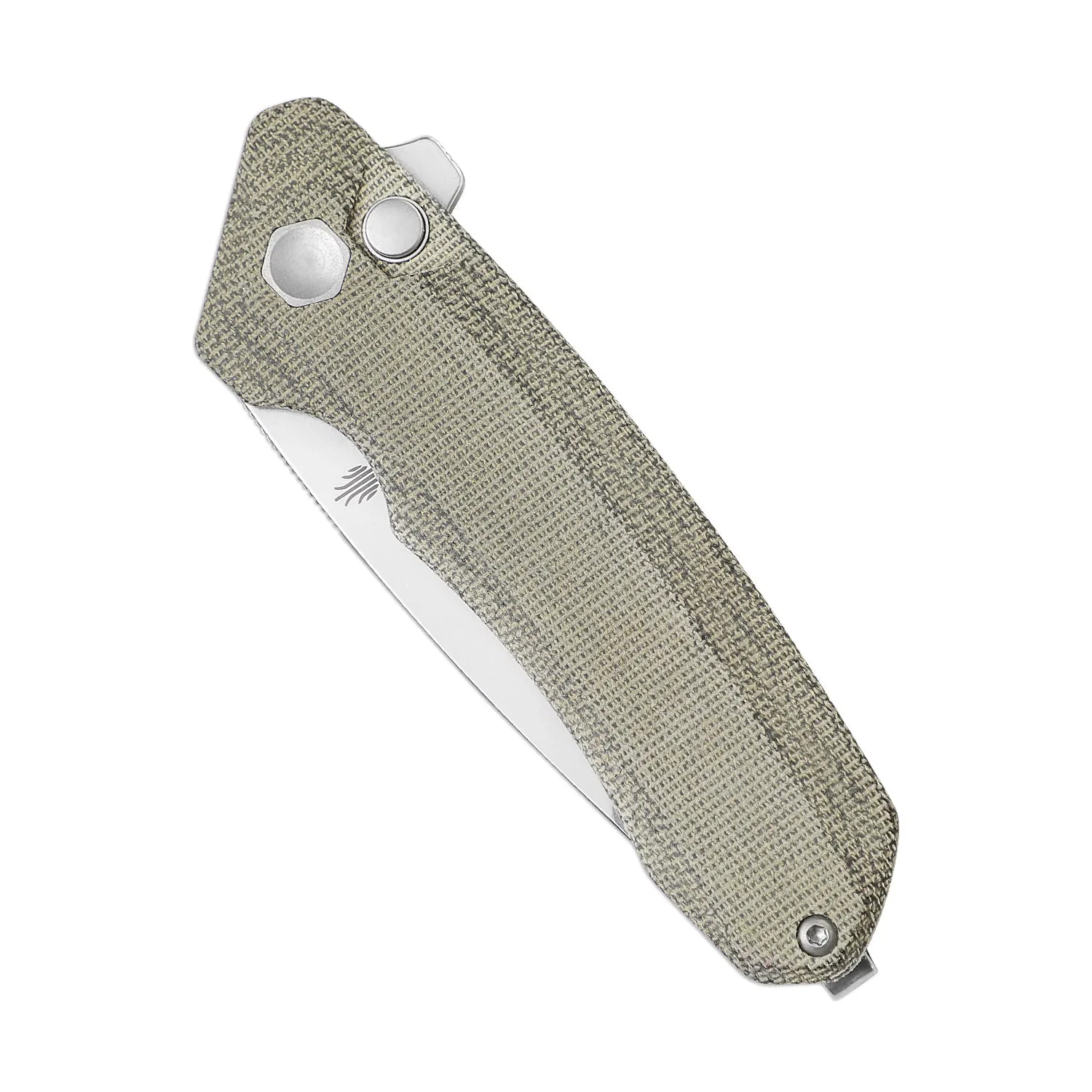 Kizer Mad Tanto Button Lock Knife Green Micarta Handle V4602C2 (3.31 Stonewash)