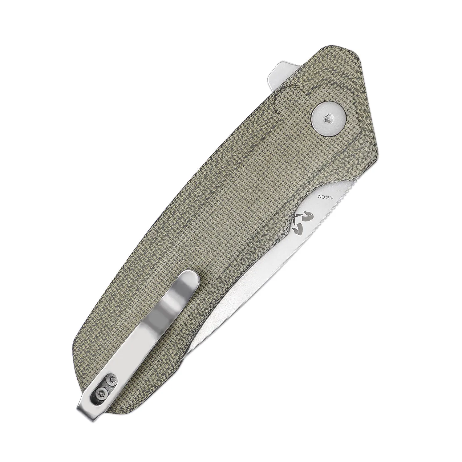 Kizer Mad Tanto Button Lock Knife Green Micarta Handle V4602C2 (3.31 Stonewash)