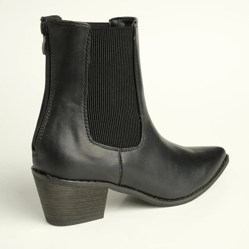 Madison Bekki Back Zip Block Heel Boot - Black