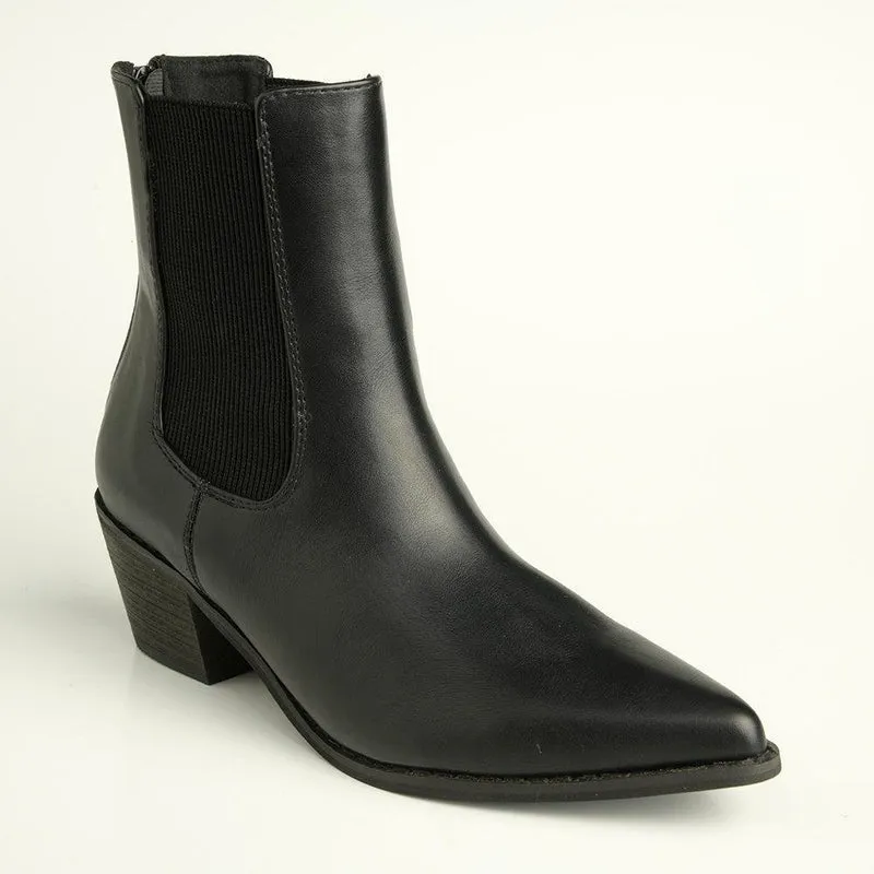 Madison Bekki Back Zip Block Heel Boot - Black