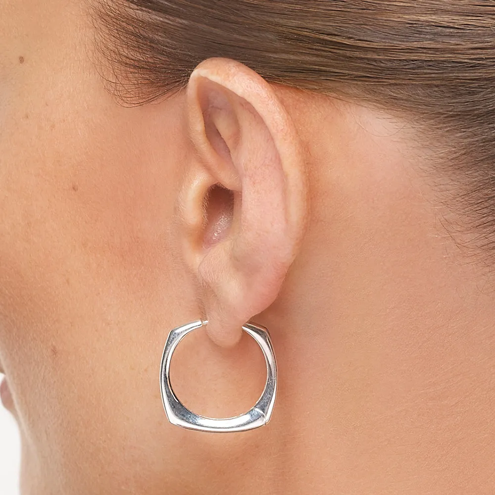 Maxi Square Edge Hoops in Silver