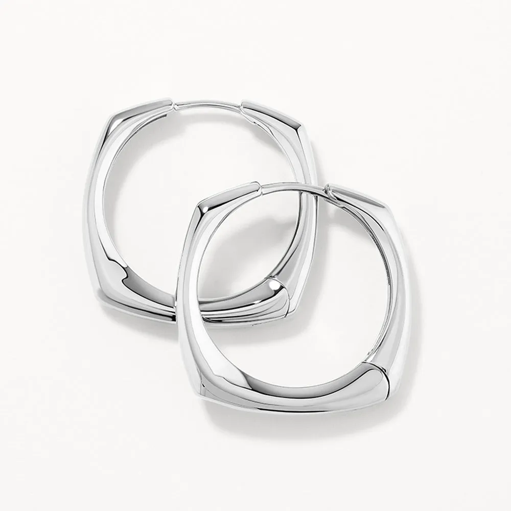 Maxi Square Edge Hoops in Silver