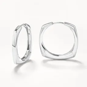 Maxi Square Edge Hoops in Silver