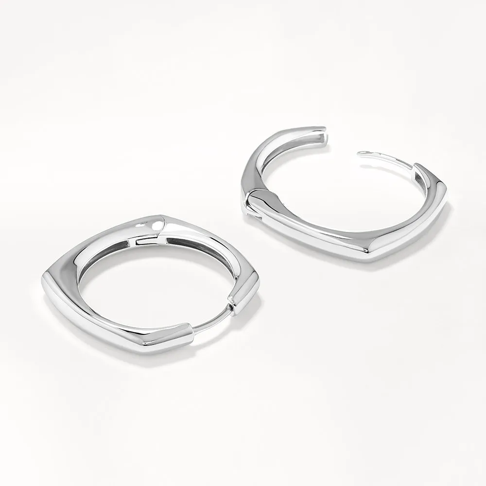 Maxi Square Edge Hoops in Silver